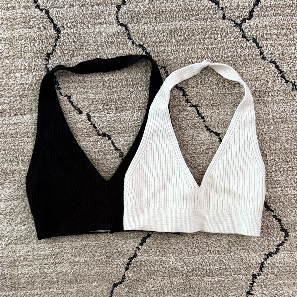 Djerf Avenue Black and White Halter Tops